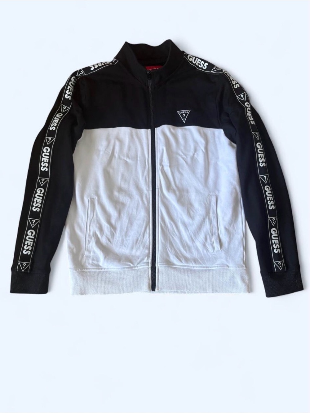 GUESS Men's Black & White Logo Track Jacket